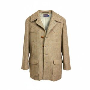 Vintage Pendleton Virgin Wool Tweed Check Car Overcoat
